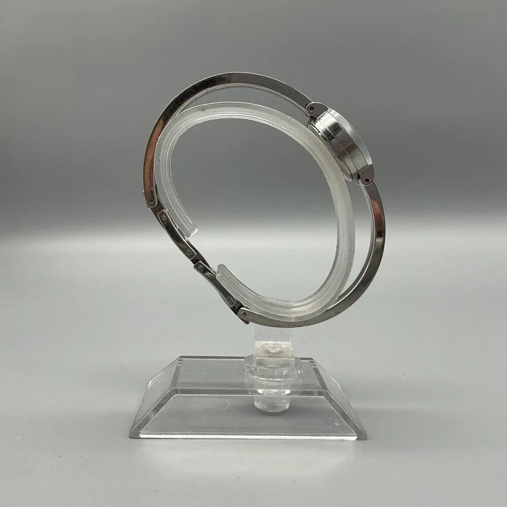 Fossil F2 ES-9399 Women Watch 20mm Silver Tone Black Bezel Bangle New Battery 7